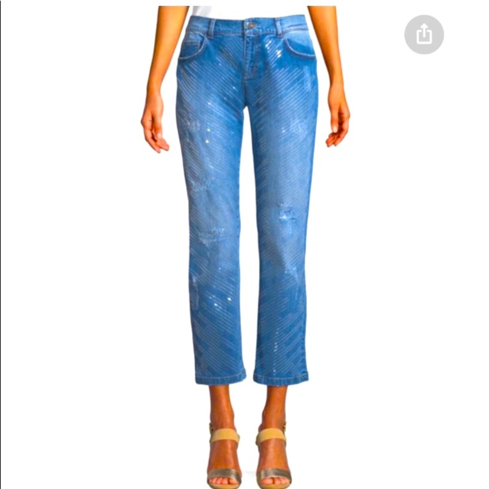 COPY - Escada jeans cropped sequins distressed Jeans sz 12 European 40
